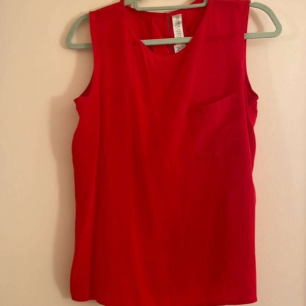 Red Pure silk sleeveless top